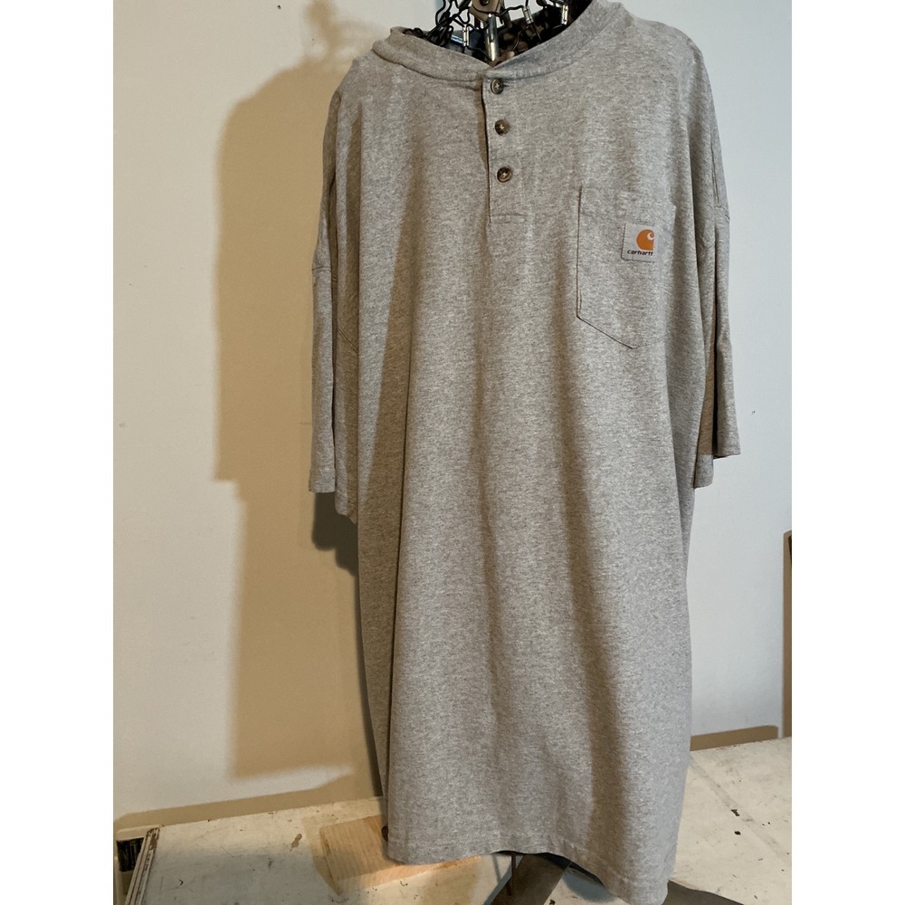 Carhartt Mens 3XL Heather Gray Short Sleeve Workwear Pocket Henley Shirt